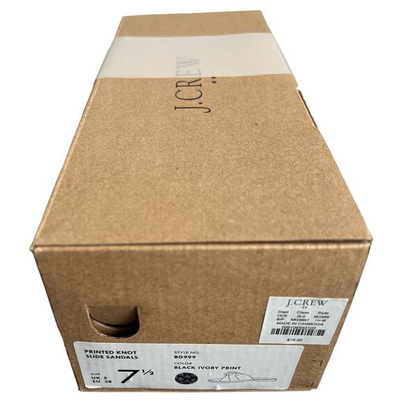 J.Crew Black Ivory Printed Knot Slide Sandals, US7.5 - Picture 7 of 9